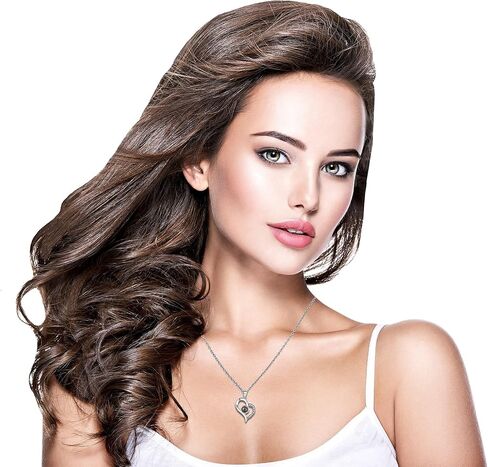 إلهاماتي - قلادة أحبك على شكل قلب، هدايا مجوهرات مكونة من 100 لغة حب لها، أو هدايا للأم، أو قلادة أفضل صديق لعيد الميلاد، أو الذكرى السنوية، أو أي مناسبة هدايا مجوهرات in Kuwait