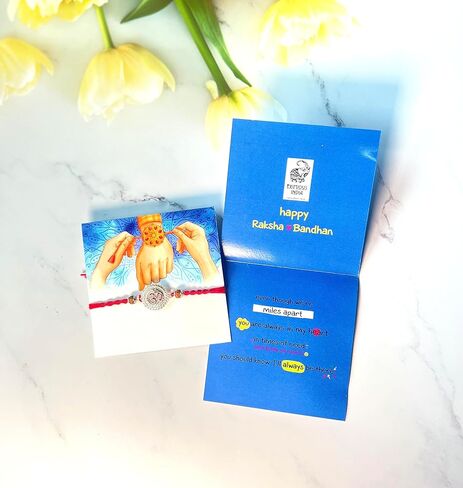 مجموعة من 2 راخي للأخ مع قلادة فضية مؤكسدة للبطاقة لمصمم راكشا باندان خيط راخي لبهايا 02 in Kuwait