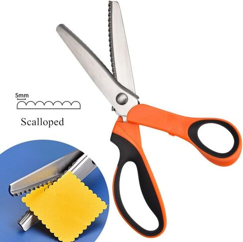 مقصات Pinking لقطع القماش، مقص متعرج مزخرف بحافة الخياطة، مقص حرفي للخياطة، مقص سجل القصاصات ذو قبضة مريحة للاستخدام في الأعمال اليدوية، والحرف اليدوية، وقطع الجلد/الورق (وردي، مسنن) in Kuwait