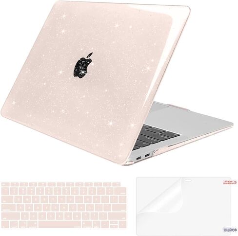 MOSISO Compatible with MacBook Air 13 inch Case 2022 2021 2020 2019 2018 A2337 M1 A2179 A1932, Glitter Sparkly Plastic Hard Case&Keyboard Cover&Screen Protector for MacBook Air 13.3 inch, Red in Saudi Arabia