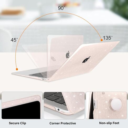 MOSISO Compatible with MacBook Air 13 inch Case 2022 2021 2020 2019 2018 A2337 M1 A2179 A1932, Glitter Sparkly Plastic Hard Case&Keyboard Cover&Screen Protector for MacBook Air 13.3 inch, Red in Saudi Arabia