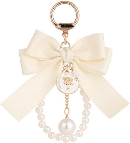 KESYOO Pearl Keychain with Bow Tassel: Bow-knot Car Keychain Keyrings Holder Backpack Key Pendant Purse Bag Charm Gift in Saudi Arabia
