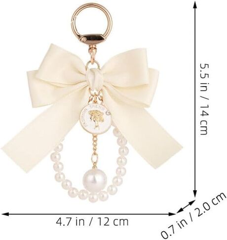 KESYOO Pearl Keychain with Bow Tassel: Bow-knot Car Keychain Keyrings Holder Backpack Key Pendant Purse Bag Charm Gift in Saudi Arabia