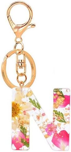 Initial Letter Keychains Flower Butterfly Pink Keychain Birthday Gifts for Women Bling Keychain For Backpack Wallet in Saudi Arabia