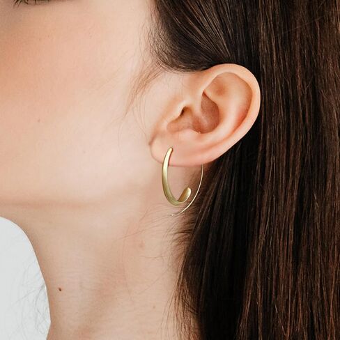 14K Gold Spiral Hoop Earrings Minimalist Circle Spiral Earrings for Women Trendy Hypoallergenic Simple Drop Dangle Earrings for Gift in Saudi Arabia