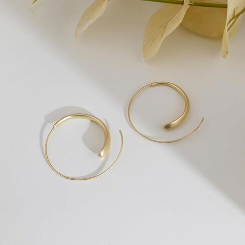 14K Gold Spiral Hoop Earrings Minimalist Circle Spiral Earrings for Women Trendy Hypoallergenic Simple Drop Dangle Earrings for Gift in Saudi Arabia