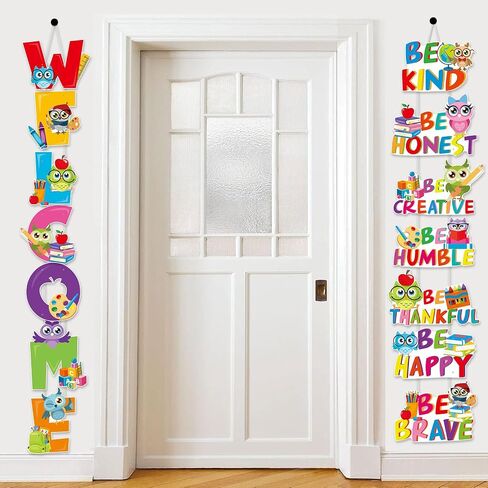 HOWAF Owl Welcome Back to School Door Sign, First Day of School Porch Sign for Classroom Door Decor, Owl Inspirational Positive Sayings Door Hanging Motivation Porch Sign for Pre School Primary in Saudi Arabia