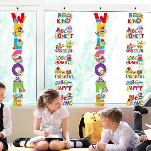 HOWAF Owl Welcome Back to School Door Sign, First Day of School Porch Sign for Classroom Door Decor, Owl Inspirational Positive Sayings Door Hanging Motivation Porch Sign for Pre School Primary in Saudi Arabia