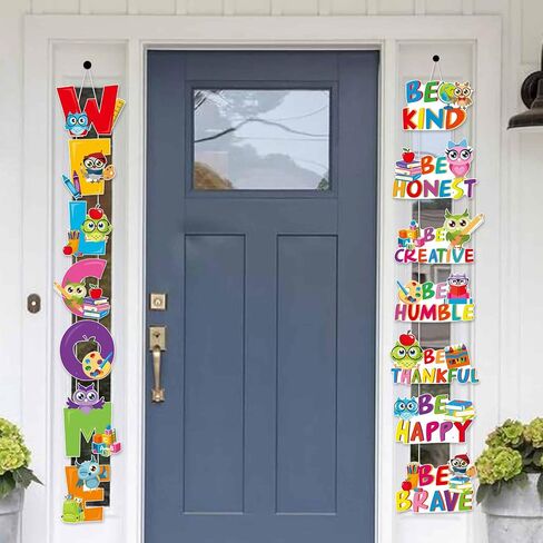 HOWAF Owl Welcome Back to School Door Sign, First Day of School Porch Sign for Classroom Door Decor, Owl Inspirational Positive Sayings Door Hanging Motivation Porch Sign for Pre School Primary in Saudi Arabia