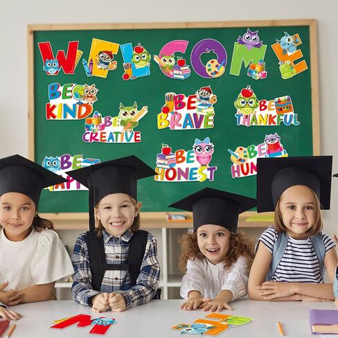 HOWAF Owl Welcome Back to School Door Sign, First Day of School Porch Sign for Classroom Door Decor, Owl Inspirational Positive Sayings Door Hanging Motivation Porch Sign for Pre School Primary in Saudi Arabia