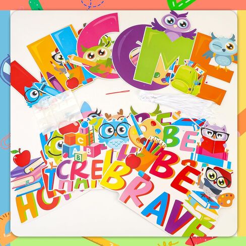 HOWAF Owl Welcome Back to School Door Sign, First Day of School Porch Sign for Classroom Door Decor, Owl Inspirational Positive Sayings Door Hanging Motivation Porch Sign for Pre School Primary in Saudi Arabia