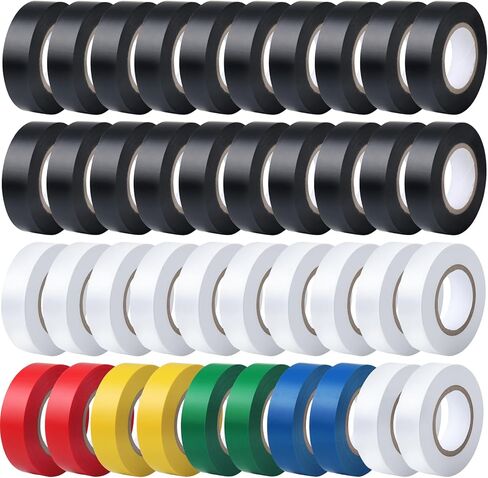 40 حزمة شريط كهربائي 3/4 بوصة × 66 قدم مقاوم للماء للاستخدام الداخلي/الخارجي شريط أسود شريط كهربائي ملون 6 ألوان شريط عازل PVC عالي اللصق ومقاوم لدرجات الحرارة العالية in Kuwait