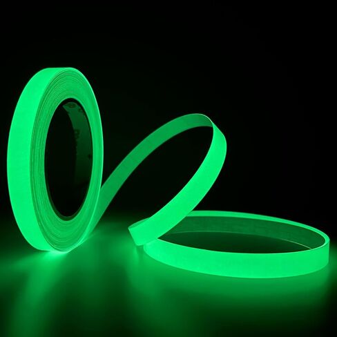 Glow in The Dark Tape,Self Luminescent,Bright Fluorescent Tape-Luminous Signs for Night Decoration,Markers Stairs,Outdoor Markings,Wall, Floor(33 Ft x 1/2 Inch) in Saudi Arabia