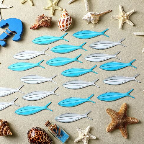Blulu 20 Pcs Summer Coastal Metal Fish Wall Decor Coastal Fish Wall Art Nautical Marine Fish Wall Sculpture Modern Beach Themed Fish Ocean Wall Decoration for Bedroom Living Room (Fresh Color) in Saudi Arabia