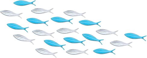 Blulu 20 Pcs Summer Coastal Metal Fish Wall Decor Coastal Fish Wall Art Nautical Marine Fish Wall Sculpture Modern Beach Themed Fish Ocean Wall Decoration for Bedroom Living Room (Fresh Color) in Saudi Arabia