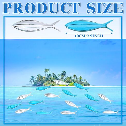 Blulu 20 Pcs Summer Coastal Metal Fish Wall Decor Coastal Fish Wall Art Nautical Marine Fish Wall Sculpture Modern Beach Themed Fish Ocean Wall Decoration for Bedroom Living Room (Fresh Color) in Saudi Arabia