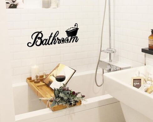 Kas Home Metal Bathroom Wall Decor, Rustic Bathroom Letter Signs Bathtub Wall Art Hanging Decorations for Home Bedroom Hotel Decor (Black-b2, 5x15.7 inch) in Saudi Arabia