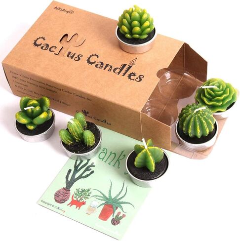 AIXIANG 6 Styles Cactus Tealights Candle Delicate Succulent Tealight Candles for Home Decor New Year Presents, Housewarming Gifts, Housewarming Favors for Guests, Christmas Decorations (6 Pcs) in Saudi Arabia