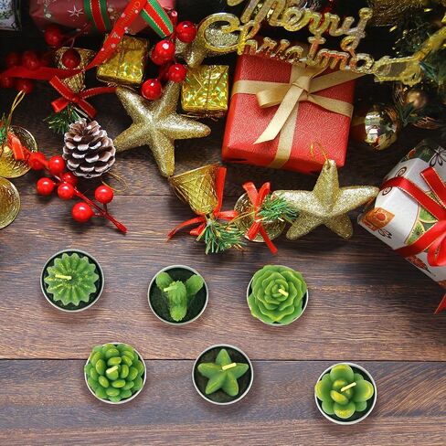 AIXIANG 6 Styles Cactus Tealights Candle Delicate Succulent Tealight Candles for Home Decor New Year Presents, Housewarming Gifts, Housewarming Favors for Guests, Christmas Decorations (6 Pcs) in Saudi Arabia