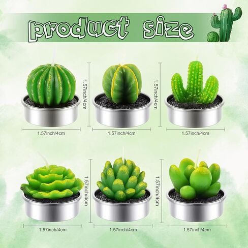AIXIANG 6 Styles Cactus Tealights Candle Delicate Succulent Tealight Candles for Home Decor New Year Presents, Housewarming Gifts, Housewarming Favors for Guests, Christmas Decorations (6 Pcs) in Saudi Arabia
