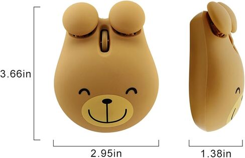 Wireless Mouse, Cute Bear Computer Mouse,2.4G USB Optical 1200DPI Cordless Mice for Laptop, PC-Animal Bear Brown in Saudi Arabia