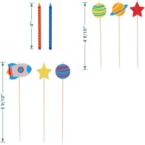 Blast Off Outer Space Birthday Party Candle Mix Cake Decorations, 8 Piece Set in Saudi Arabia