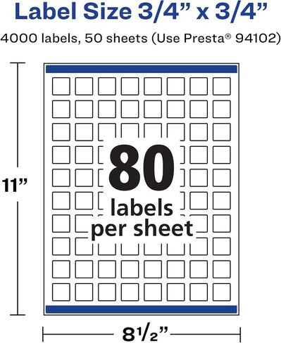 Avery Matte White Square Labels with Sure Feed, 3/4" x 3/4", 2,000 Matte White Printable Labels in Saudi Arabia