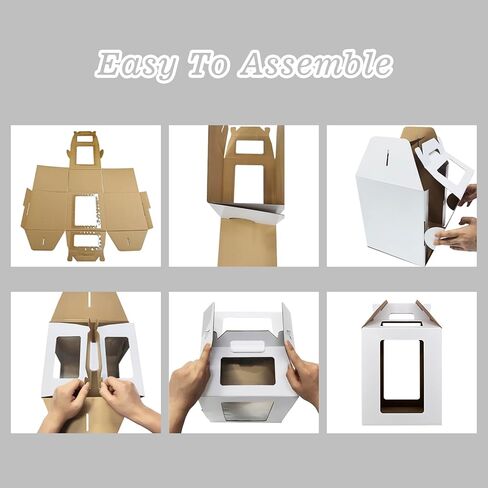 Cake Boxes 2 Pack 12x12x14 Inch with Window&Handle,12 Inch White Tall Cake Boxes for Tier Cakes,Large Tiered with 2 Cake Boards,Disposable Cake Containers/Carrier for Wedding Birthday in Saudi Arabia