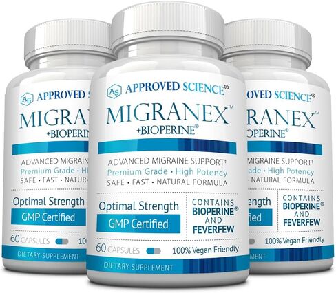 Migranex - Relieve Pain and Reduce Frequency of Future Migraine Attacks, Improve Cerebral Blood Flow, Eliminate Nausea - Magnesium, Riboflavin, Feverfew, Butterbur - All Natural 180 Capsules in Saudi Arabia