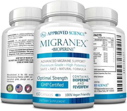 Migranex - Relieve Pain and Reduce Frequency of Future Migraine Attacks, Improve Cerebral Blood Flow, Eliminate Nausea - Magnesium, Riboflavin, Feverfew, Butterbur - All Natural 180 Capsules in Saudi Arabia