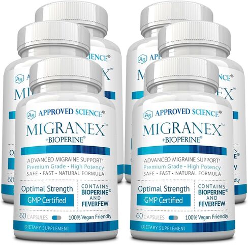 Migranex - Relieve Pain and Reduce Frequency of Future Migraine Attacks, Improve Cerebral Blood Flow, Eliminate Nausea - Magnesium, Riboflavin, Feverfew, Butterbur - All Natural 180 Capsules in Saudi Arabia