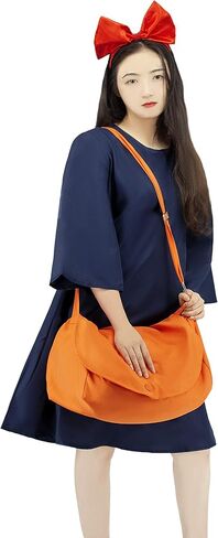 أزياء أنيمي التأثيرية لفستان الساحرة كيكيس مع حقيبة متوسطة الأكمام ملابس حريمي أزرق داكن S-L in Kuwait