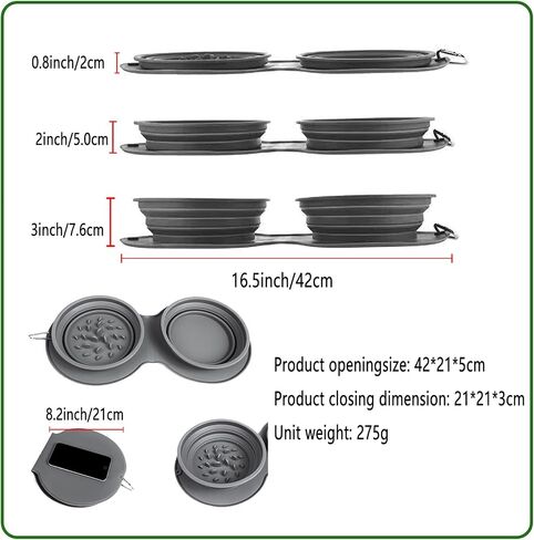 Portable Dog Bowl Collapsible Travel Dog Bowls, Pet Slow Feeder Bowl Dog Cat Feeding Water Bowl, Foldable Expandable Cup Dish with No Spill Silicone Mat, for Pet Traveling Hiking Camping in Saudi Arabia