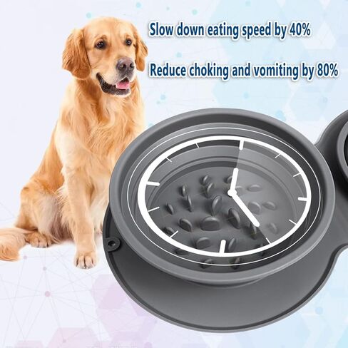 Portable Dog Bowl Collapsible Travel Dog Bowls, Pet Slow Feeder Bowl Dog Cat Feeding Water Bowl, Foldable Expandable Cup Dish with No Spill Silicone Mat, for Pet Traveling Hiking Camping in Saudi Arabia