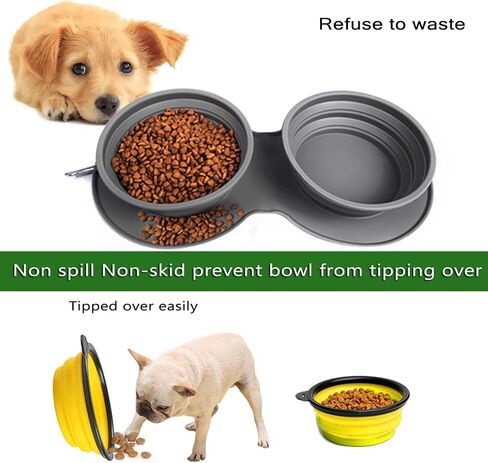 Portable Dog Bowl Collapsible Travel Dog Bowls, Pet Slow Feeder Bowl Dog Cat Feeding Water Bowl, Foldable Expandable Cup Dish with No Spill Silicone Mat, for Pet Traveling Hiking Camping in Saudi Arabia