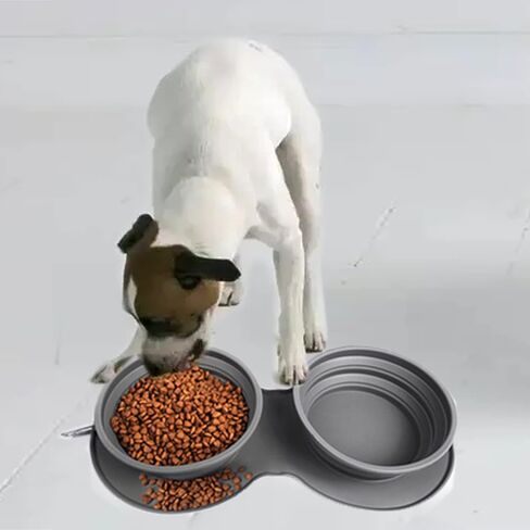 Portable Dog Bowl Collapsible Travel Dog Bowls, Pet Slow Feeder Bowl Dog Cat Feeding Water Bowl, Foldable Expandable Cup Dish with No Spill Silicone Mat, for Pet Traveling Hiking Camping in Saudi Arabia