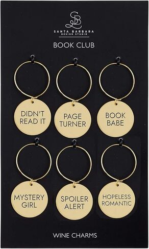 Santa Barbara Design Studio Zinc Alloy Wine Charms, Set of 6, Book Club in Saudi Arabia
