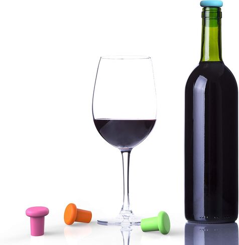 Bakerpan Silicone Wine Stoppers for Wine Bottles, Wine Bottle Stopper, Reusable Wine Corks - Set of 4 in Saudi Arabia