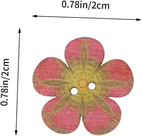 أزرار خشبية مزهرة - عتيقة - زر زهرة قديم الطراز مطلي يدويًا لإكسسوارات الملابس التي يمكنك صنعها بنفسك - الخياطة - الصناعة اليدوية - زر ملابس خشبي بفتحتين للحقائب - السراويل - الأحذية - in Kuwait
