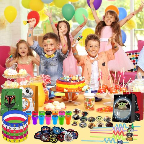 لوازم حفلات أعياد ميلاد الأطفال تتضمن هدايا الحفلات الكرتونية 12 قطعة من الطوابع، 12 قطعة من المصاصات، 12 قطعة من إكسسوارات الأحذية، 12 قطعة من دبابيس الأزرار، 12 قطعة من أساور السيليكون، 12 قطعة منفوخة، 12 قطعة من أكياس الهدايا، 50 قطعة من الملصقات in Kuwait