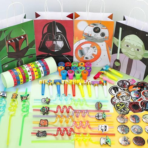 لوازم حفلات أعياد ميلاد الأطفال تتضمن هدايا الحفلات الكرتونية 12 قطعة من الطوابع، 12 قطعة من المصاصات، 12 قطعة من إكسسوارات الأحذية، 12 قطعة من دبابيس الأزرار، 12 قطعة من أساور السيليكون، 12 قطعة منفوخة، 12 قطعة من أكياس الهدايا، 50 قطعة من الملصقات in Kuwait