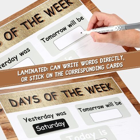 87 Pieces Rustic Calendar Bulletin Board Set Classic Classroom Bulletin Board Decoration with Calendar, Monthly Headers, Days of The Week Seasons Weather Charts for Classroom Decor 13.4 x 9.7 inch in Saudi Arabia