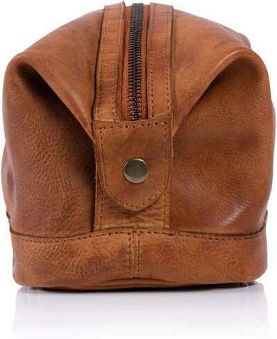 KomalC Premium Unisex Vintage Vanity Dopp Kit - Travel Toiletry Bag Shaving for Men and Women (Light Tan) in Saudi Arabia