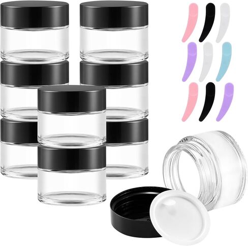9 Pcs 5 Grams Small Travel Size Toiletry Containers, Tiiny Cosmetic Sample Glass Jars with Clear Lids for DIY Lip Balm,Lip Gloss, Glitter, Eye shadow, Creams, Body Scrub, Makeup, Rhinestone, Bead in Saudi Arabia