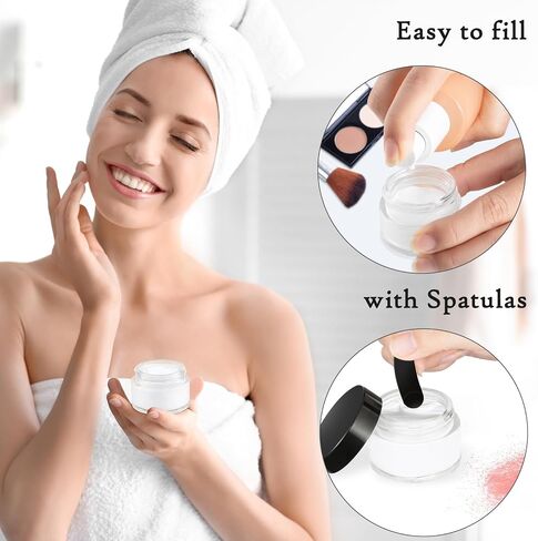 9 Pcs 5 Grams Small Travel Size Toiletry Containers, Tiiny Cosmetic Sample Glass Jars with Clear Lids for DIY Lip Balm,Lip Gloss, Glitter, Eye shadow, Creams, Body Scrub, Makeup, Rhinestone, Bead in Saudi Arabia