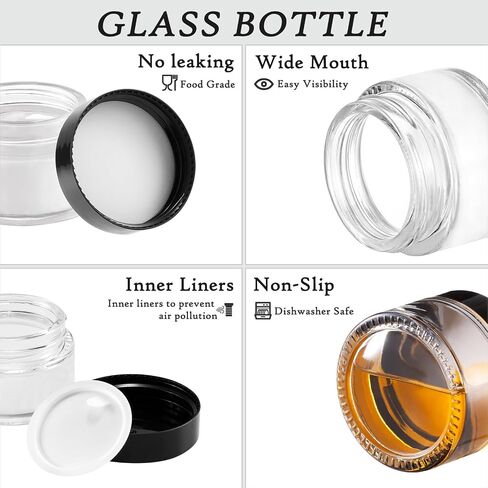 9 Pcs 5 Grams Small Travel Size Toiletry Containers, Tiiny Cosmetic Sample Glass Jars with Clear Lids for DIY Lip Balm,Lip Gloss, Glitter, Eye shadow, Creams, Body Scrub, Makeup, Rhinestone, Bead in Saudi Arabia