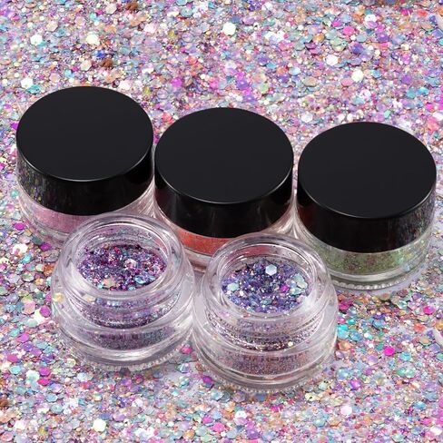 9 Pcs 5 Grams Small Travel Size Toiletry Containers, Tiiny Cosmetic Sample Glass Jars with Clear Lids for DIY Lip Balm,Lip Gloss, Glitter, Eye shadow, Creams, Body Scrub, Makeup, Rhinestone, Bead in Saudi Arabia