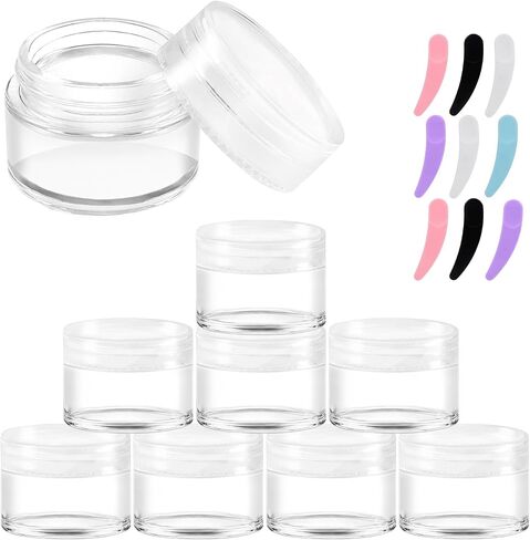 9 Pcs 5 Grams Small Travel Size Toiletry Containers, Tiiny Cosmetic Sample Glass Jars with Clear Lids for DIY Lip Balm,Lip Gloss, Glitter, Eye shadow, Creams, Body Scrub, Makeup, Rhinestone, Bead in Saudi Arabia