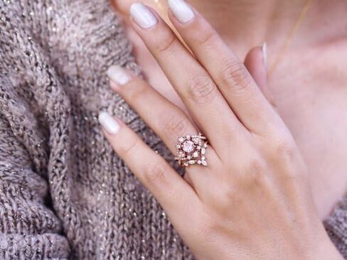 Mnyixsi 3Pcs Fashion Cubic Zirconia Rose Gold Rings Set for Women, CZ Diamond Flower Eternity Engagement Wedding Band Ring for Couple, Handmade Dainty Stackable Heart Charm Jewelry Set Size 6 in Saudi Arabia