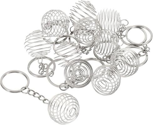 PATIKIL Spiral Bead Cages Pendant with Keychain, Stainless Steel Spring Stone Holder Necklace Cage Pendants for Jewelry Making Crafting in Saudi Arabia